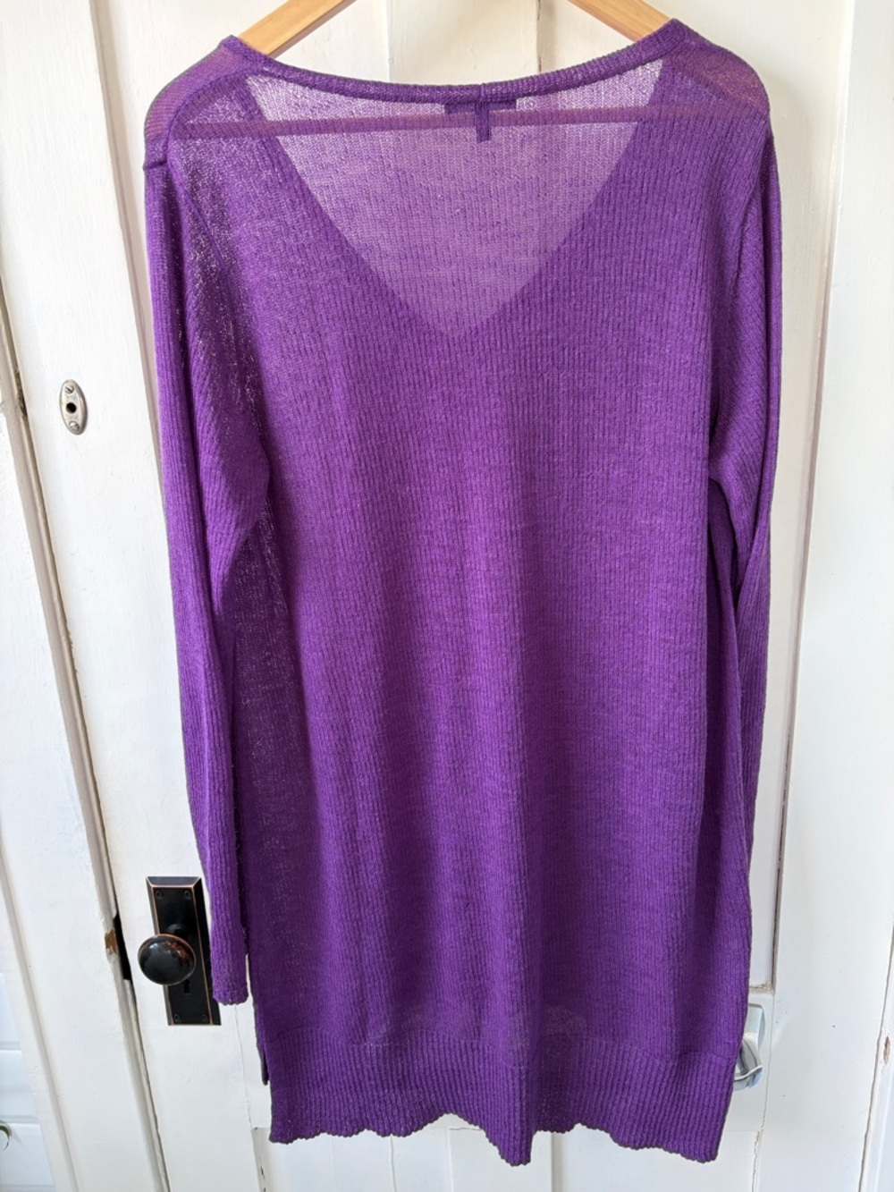 Eileen Fisher XL Magenta V-Neck Lightweight Knit Sweater - Picture 4 of 6